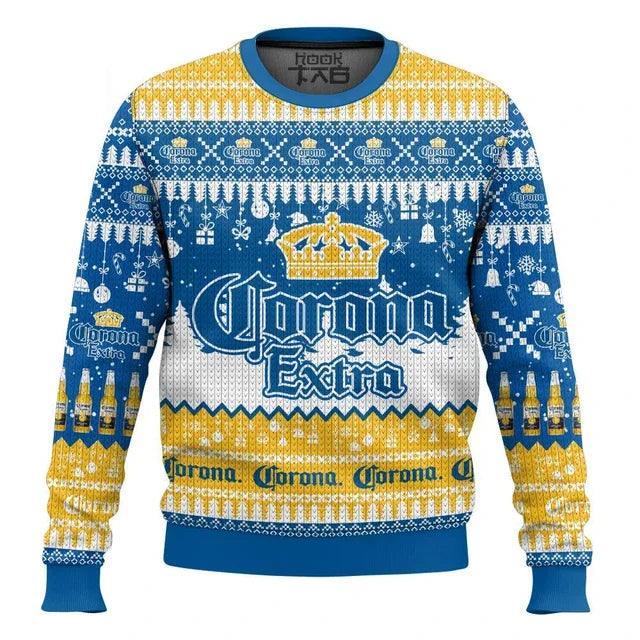2025 New CORONA EXTRA Christmas Gift Ugly Sweater Hot Selling Merry Christmas Fashion 3D Printed Oversized O-neck Pullover shirt