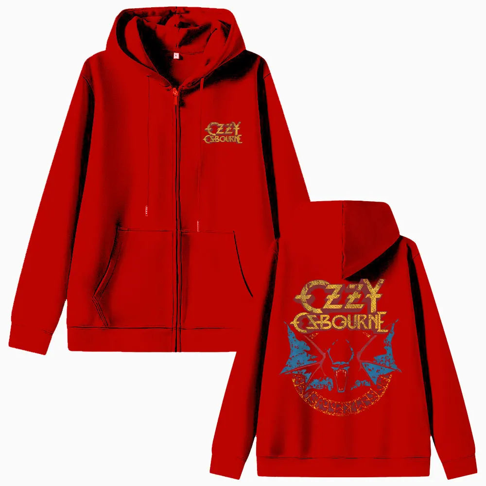Heavy Metal Rock Band Black Sabbath Ozzy Osbourne Zipper Hoodie Men's Fashion Casual Oversized Zip Up Jacket Male Vintage Coat