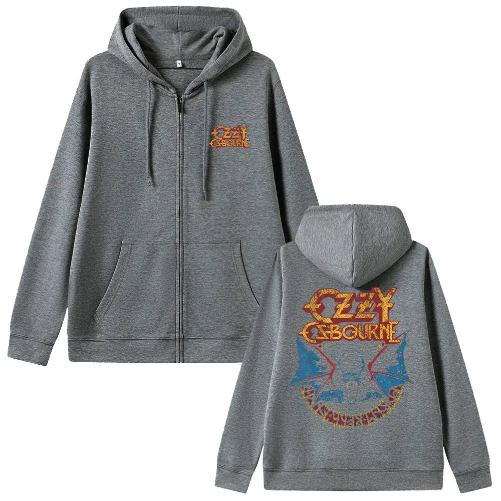 Heavy Metal Rock Band Black Sabbath Ozzy Osbourne Zipper Hoodie Men's Fashion Casual Oversized Zip Up Jacket Male Vintage Coat