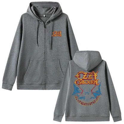 Heavy Metal Rock Band Black Sabbath Ozzy Osbourne Zipper Hoodie Men's Fashion Casual Oversized Zip Up Jacket Male Vintage Coat
