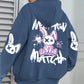 Mix And Match Cartoon Rabbit Prints Women Hoodie Pocket Streetwear Harajuku Loose Hoody All-Match Fleece Female Clothing