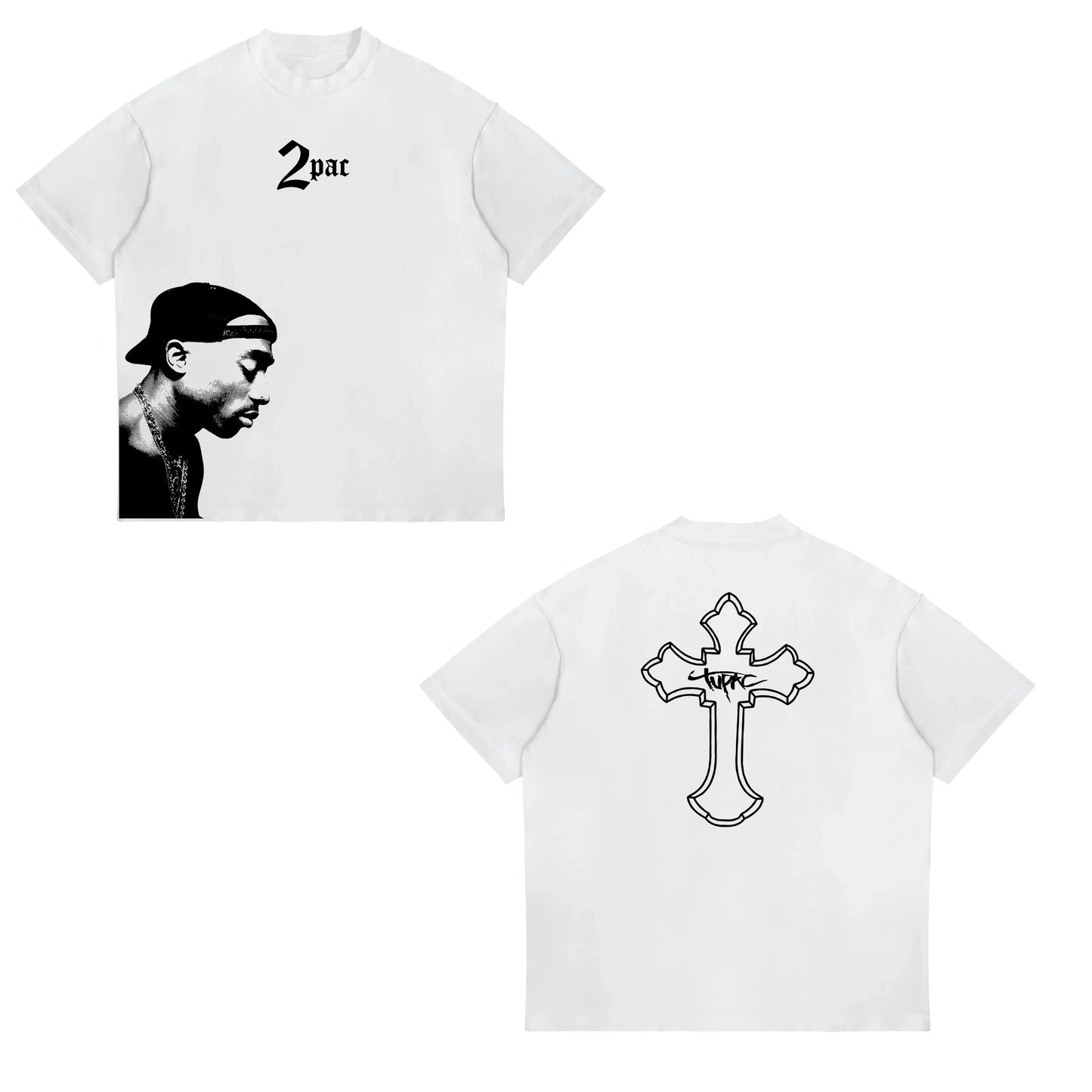 Cotton Print 2pac Summer Men T Shirt Men's Tshirts Rapper Star Tupac  Print Streetwear Women Short Sleeve Casual Tshirt Y2k