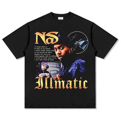 Nas Illmatic Graphic T-Shirt Men's & Women's Oversized Cotton Comfortable Classic Rap Fashion Crew Neck Short Sleeve Tee