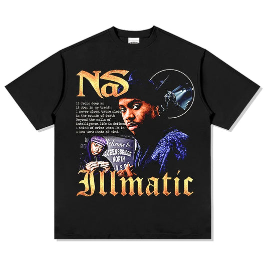 Nas Illmatic Graphic T-Shirt Men's & Women's Oversized Cotton Comfortable Classic Rap Fashion Crew Neck Short Sleeve Tee