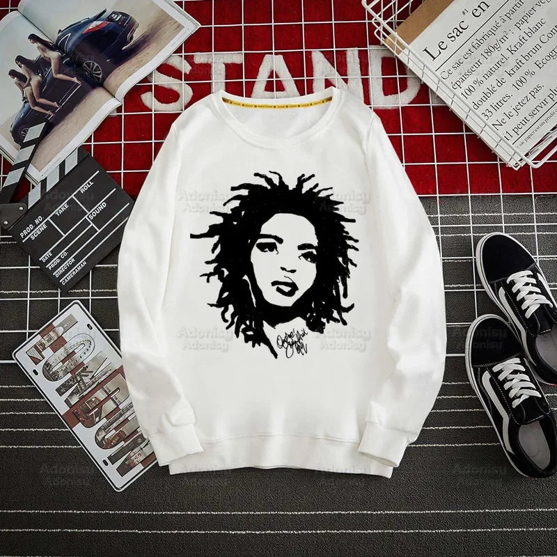 Fugees Refugees Lauryn Hill Hoodies Autumn Hooded Sweatshirt Men Hip Hop Hoodie For Men Classic Hoody Pullover Tops white