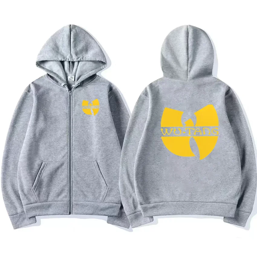 Hip Hop Années 90 Wu Clan T-tangs Graphics Hoodie Men Women's punk Zip Up Jacket Long sleeve Fleece gothic Coat Loose streetwear