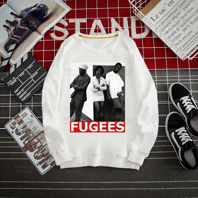 Fugees Refugees Lauryn Hill Hoodies Autumn Hooded Sweatshirt Men Hip Hop Hoodie For Men Classic Hoody Pullover Tops white