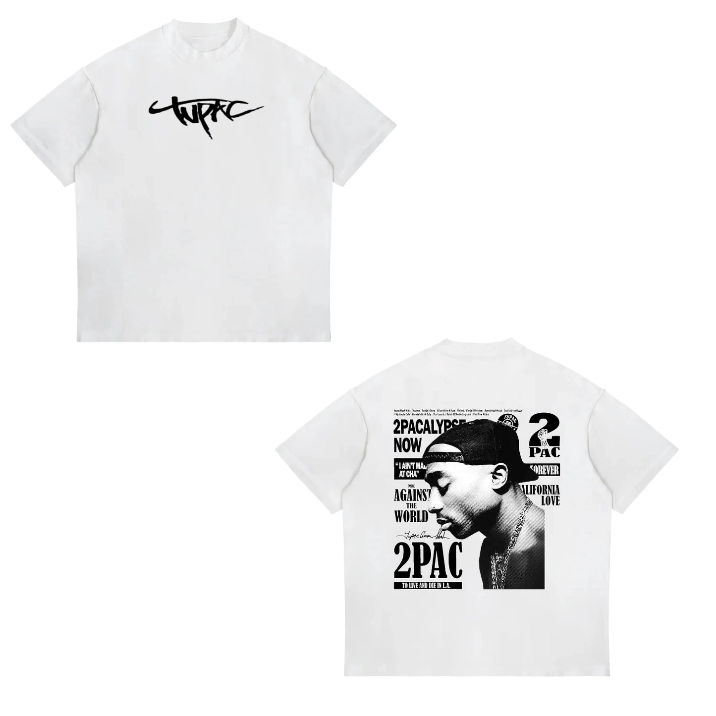 Cotton Print 2pac Summer Men T Shirt Men's Tshirts Rapper Star Tupac  Print Streetwear Women Short Sleeve Casual Tshirt Y2k