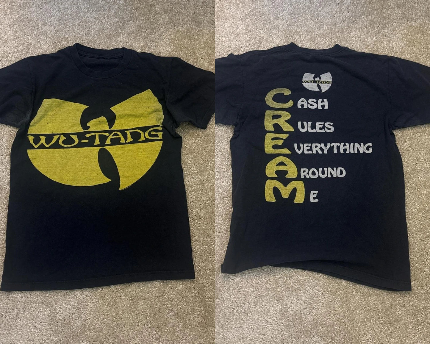 Wu-Tang Clan Black & Yellow Tee Men Women Cotton Oversized Short Sleeve Street Hip Hop Rap Wu Tang Top Tee Female Male Clothing