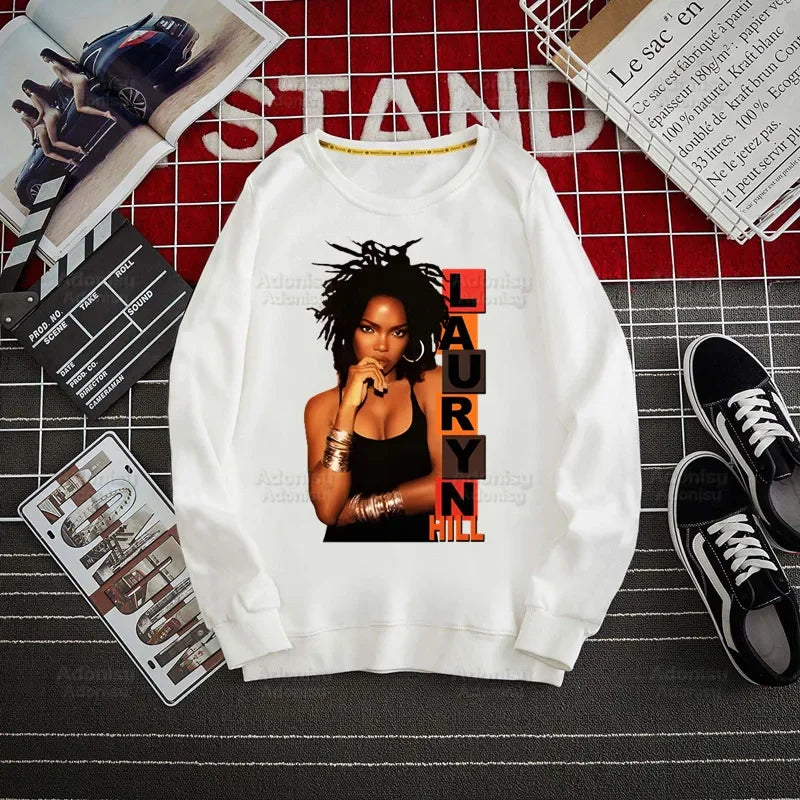 Fugees Refugees Lauryn Hill Hoodies Autumn Hooded Sweatshirt Men Hip Hop Hoodie For Men Classic Hoody Pullover Tops white
