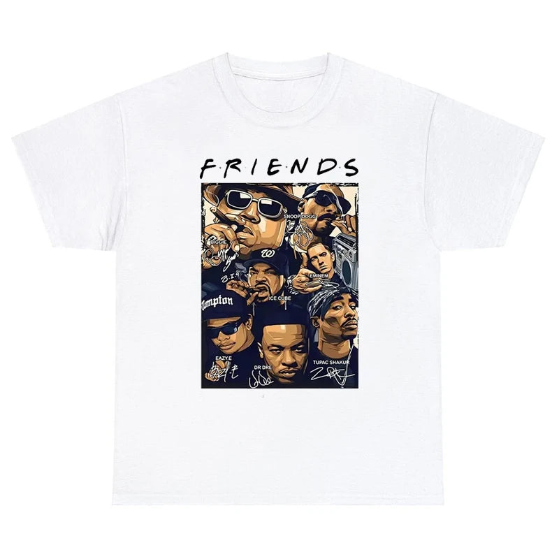 Friends The Notorious Big Biggie Smalls Snoop Dogg Eminem Ice Cube Eazy-E Dr.Dre Tupac 2Pac T-shirt Men Vintage Casual Tshirt
