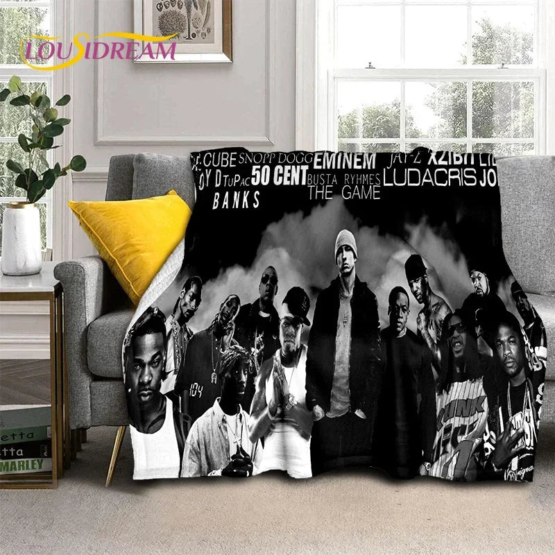 Rapper Eminem Tupac 2pac Hip-Hop Music Rap God Blanket,Soft Throw Blanket for Home Bedroom Bed Sofa Picnic Travel Cover Gift