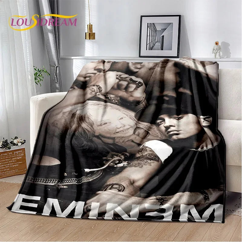 Rapper Eminem Tupac 2pac Hip-Hop Music Rap God Blanket,Soft Throw Blanket for Home Bedroom Bed Sofa Picnic Travel Cover Gift