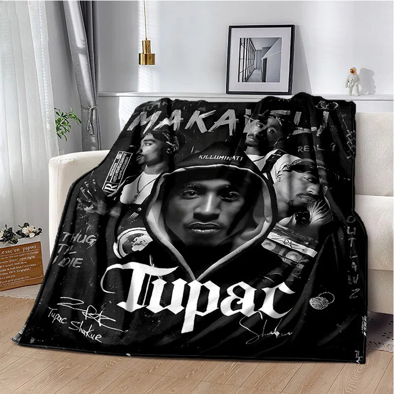 Rapper Eminem Tupac 2pac Hip-Hop Music Rap God Blanket,Soft Throw Blanket for Home Bedroom Bed Sofa Picnic Travel Cover Gift