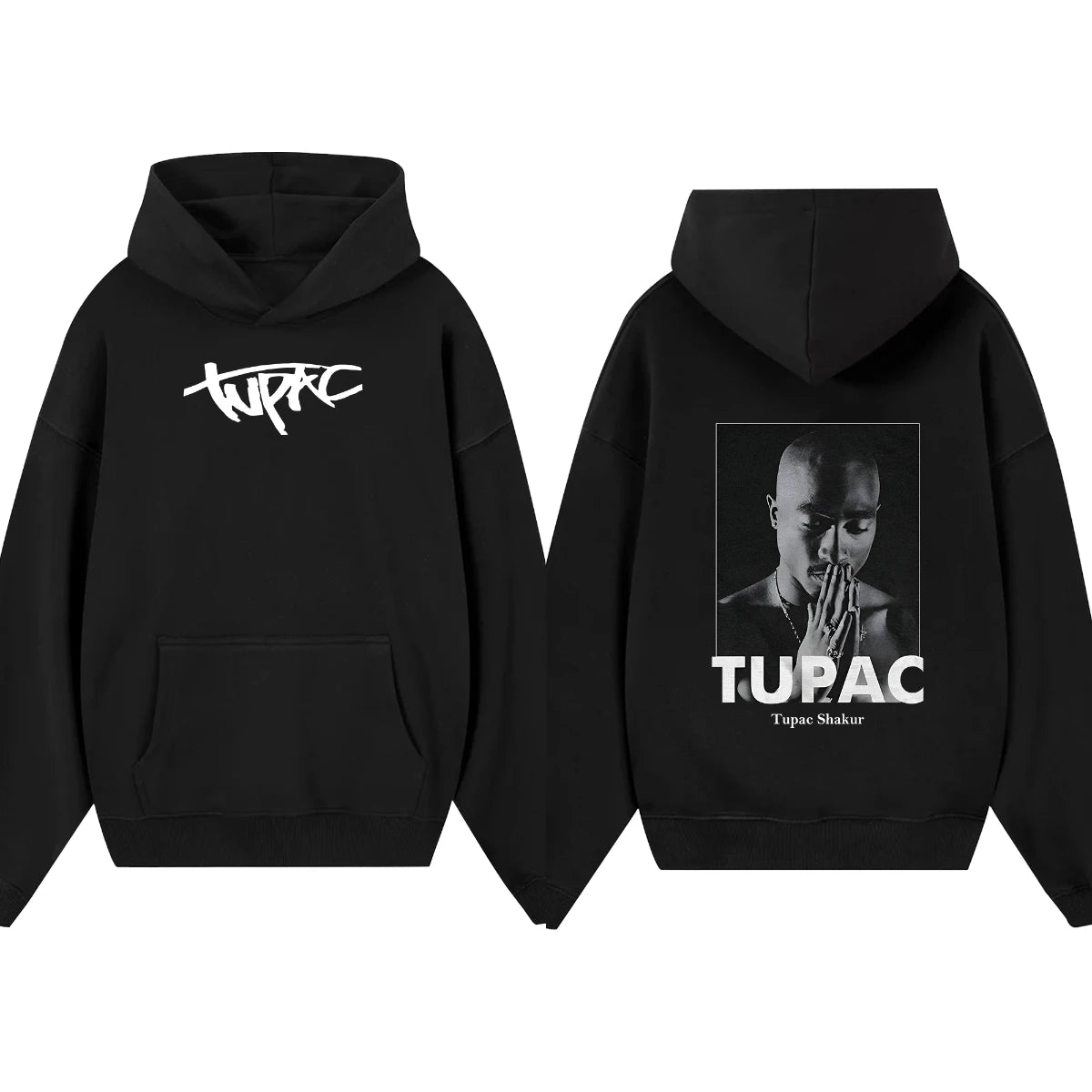 Rapper Tupac Shakur Printed Hoodies Men Women Oversized Y2k Thick Fleece Warm Sweatshirt Casual Loose Pullover Street Tracksuit