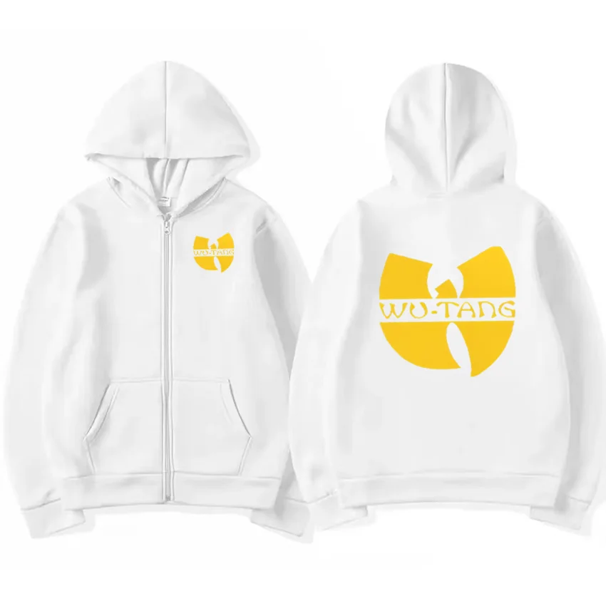 Hip Hop Années 90 Wu Clan T-tangs Graphics Hoodie Men Women's punk Zip Up Jacket Long sleeve Fleece gothic Coat Loose streetwear