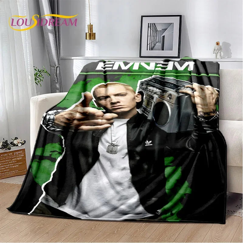 Rapper Eminem Tupac 2pac Hip-Hop Music Rap God Blanket,Soft Throw Blanket for Home Bedroom Bed Sofa Picnic Travel Cover Gift