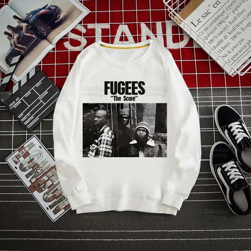 Fugees Refugees Lauryn Hill Hoodies Autumn Hooded Sweatshirt Men Hip Hop Hoodie For Men Classic Hoody Pullover Tops white