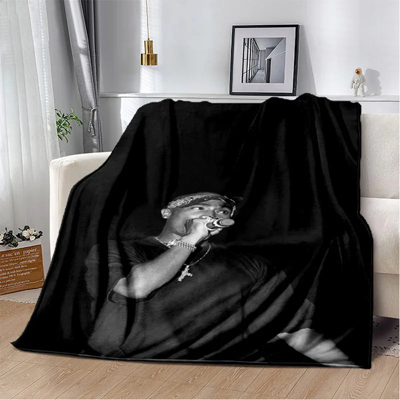 Rapper Eminem Tupac 2pac Hip-Hop Music Rap God Blanket,Soft Throw Blanket for Home Bedroom Bed Sofa Picnic Travel Cover Gift