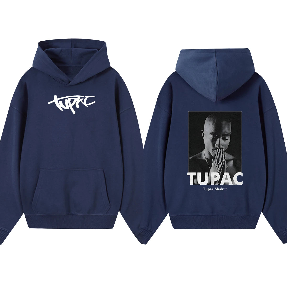 Rapper Tupac Shakur Printed Hoodies Men Women Oversized Y2k Thick Fleece Warm Sweatshirt Casual Loose Pullover Street Tracksuit
