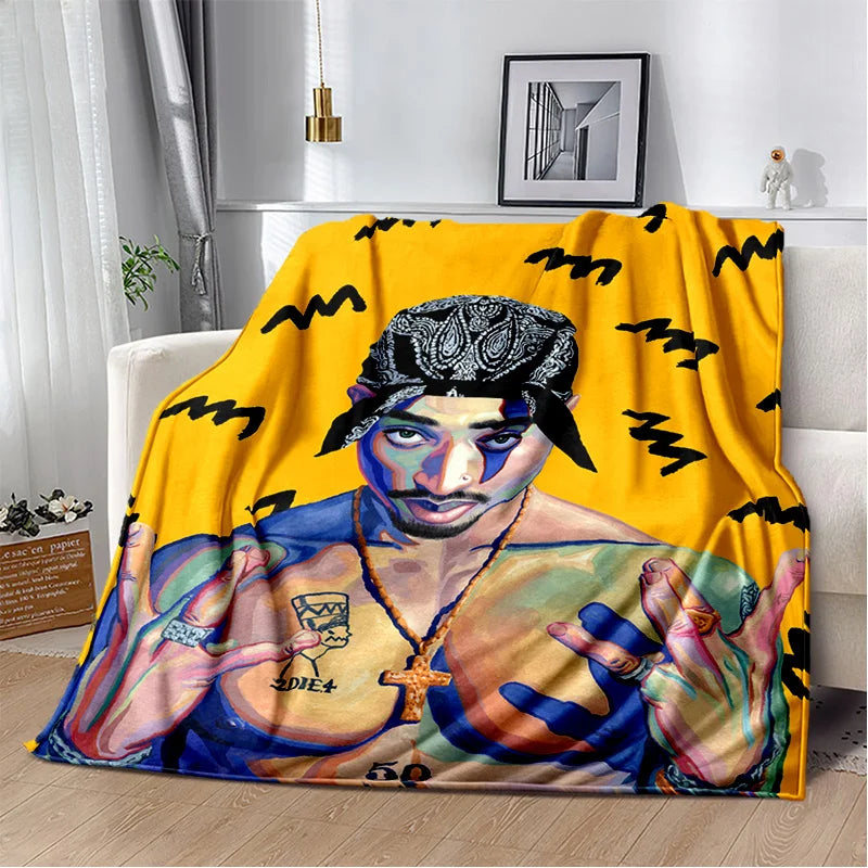 Rapper Eminem Tupac 2pac Hip-Hop Music Rap God Blanket,Soft Throw Blanket for Home Bedroom Bed Sofa Picnic Travel Cover Gift