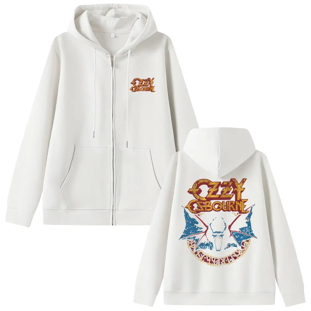 Heavy Metal Rock Band Black Sabbath Ozzy Osbourne Zipper Hoodie Men's Fashion Casual Oversized Zip Up Jacket Male Vintage Coat