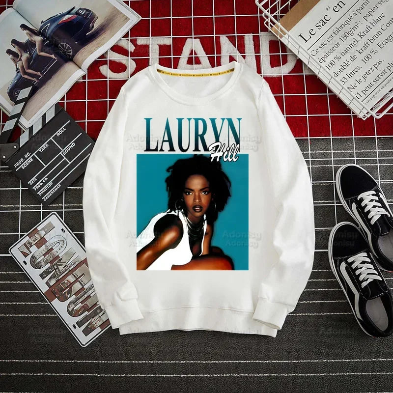 Fugees Refugees Lauryn Hill Hoodies Autumn Hooded Sweatshirt Men Hip Hop Hoodie For Men Classic Hoody Pullover Tops white