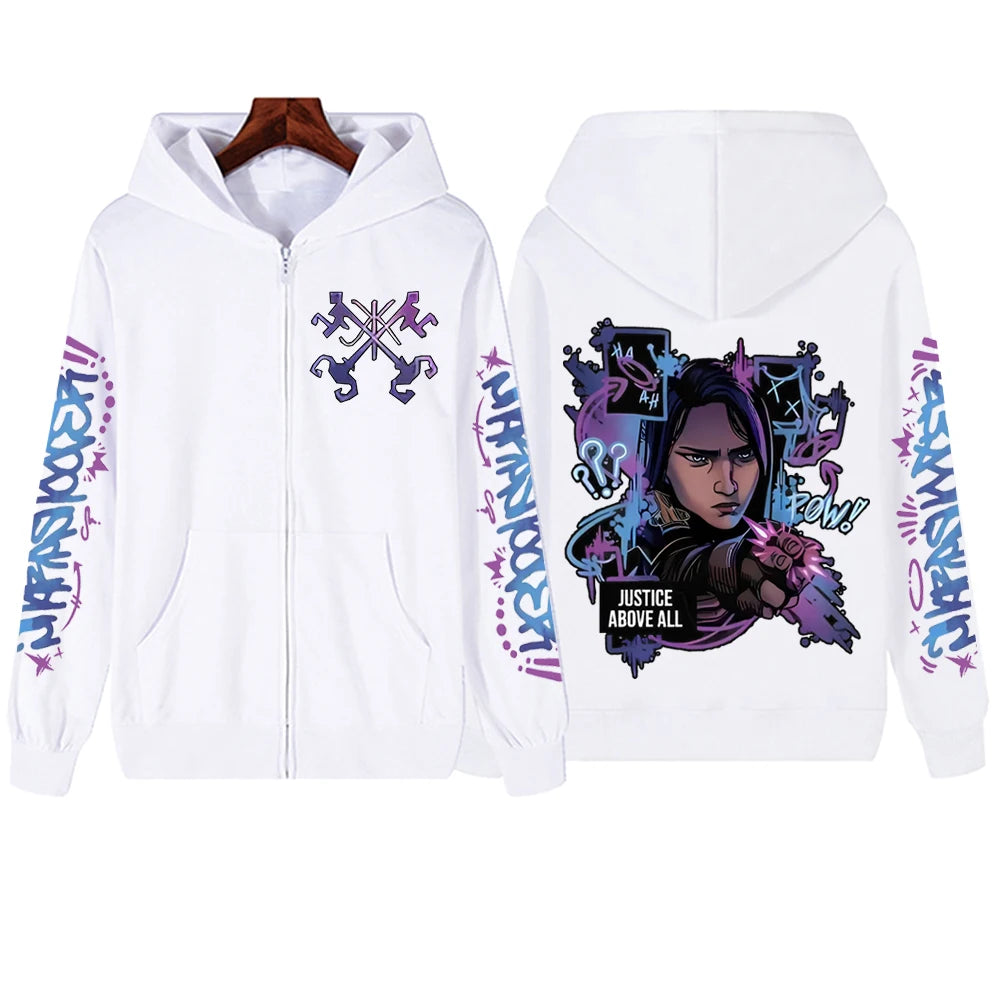 2025 Anime Arcane Vi Zipper Hoodie Harajuku Pullover Tops Long Sleeve Loose Casual Sweatshirts