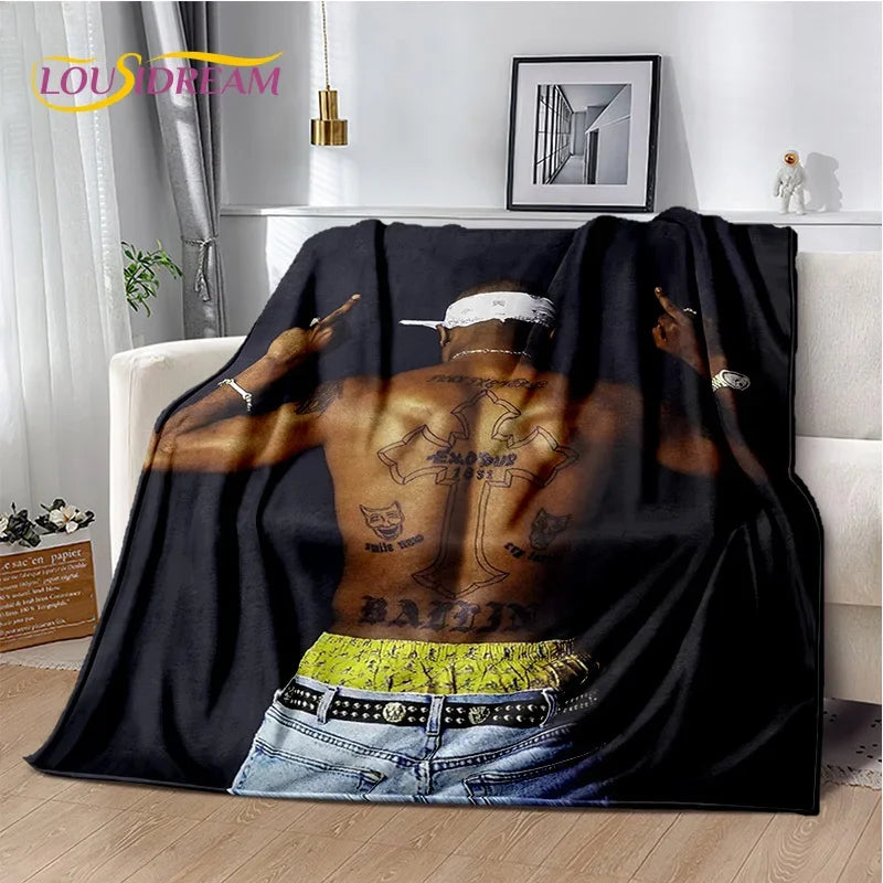 Rapper Eminem Tupac 2pac Hip-Hop Music Rap God Blanket,Soft Throw Blanket for Home Bedroom Bed Sofa Picnic Travel Cover Gift