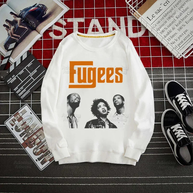 Fugees Refugees Lauryn Hill Hoodies Autumn Hooded Sweatshirt Men Hip Hop Hoodie For Men Classic Hoody Pullover Tops white