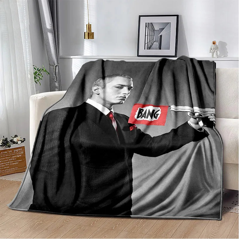 Rapper Eminem Tupac 2pac Hip-Hop Music Rap God Blanket,Soft Throw Blanket for Home Bedroom Bed Sofa Picnic Travel Cover Gift