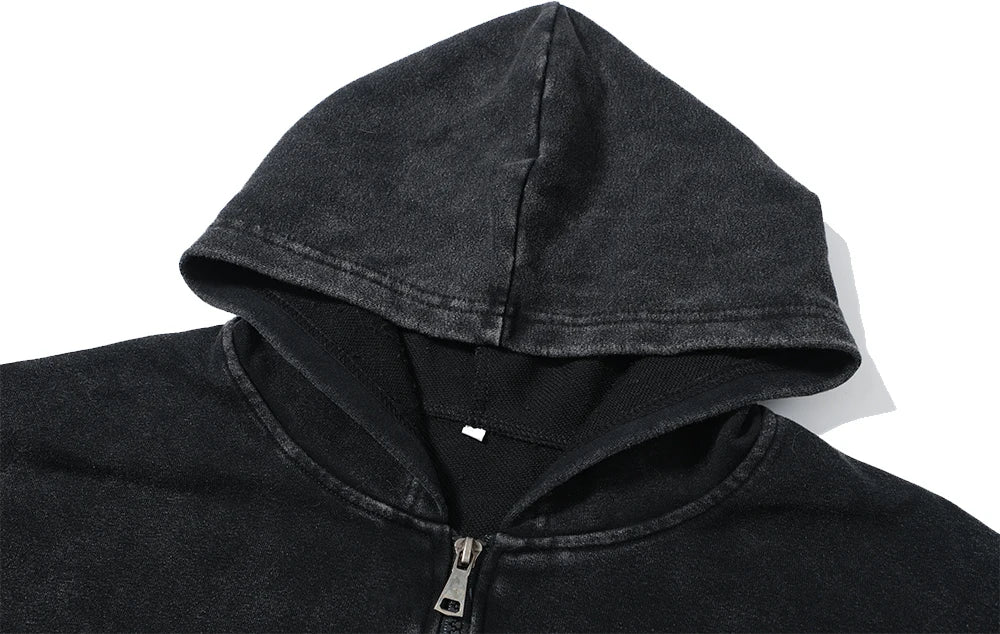 Anime Berserk Wash Zip Up Hoodie Harajuku Retro Gothic Graphic Jacket Hooded Sweatshirt Cotton Hip Hop Men Women Hoody Coat