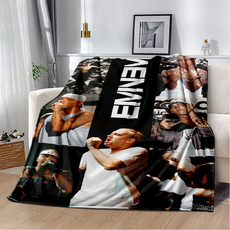 Rapper Eminem Tupac 2pac Hip-Hop Music Rap God Blanket,Soft Throw Blanket for Home Bedroom Bed Sofa Picnic Travel Cover Gift