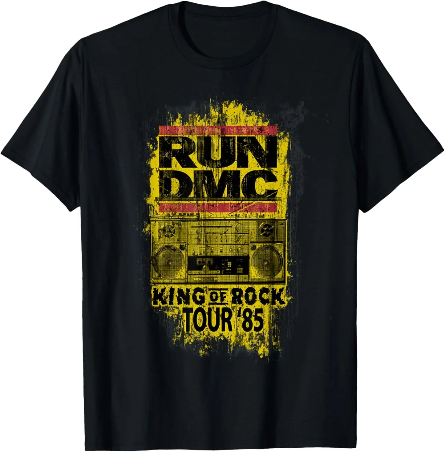 Run DMC King Of Rock Tour 85 Graphic T-Shirt Men's Short Sleeve Cotton Tee