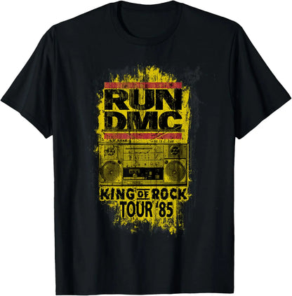 Run DMC King Of Rock Tour 85 Graphic T-Shirt Men's Short Sleeve Cotton Tee