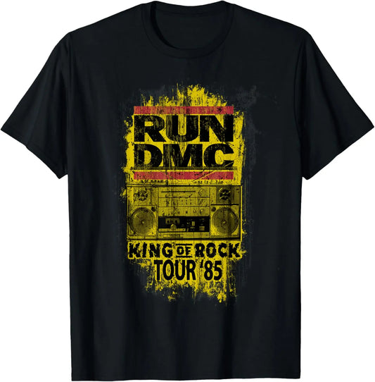 Run DMC King Of Rock Tour 85 Graphic T-Shirt Men's Short Sleeve Cotton Tee