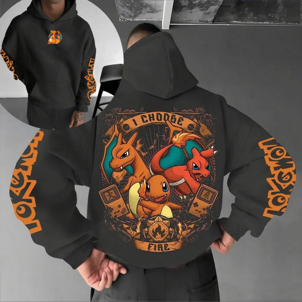 Pokemon Animation Derivatives Men's and Women's Summer Fashion Oversize Hoodie and Sweatpants Popular