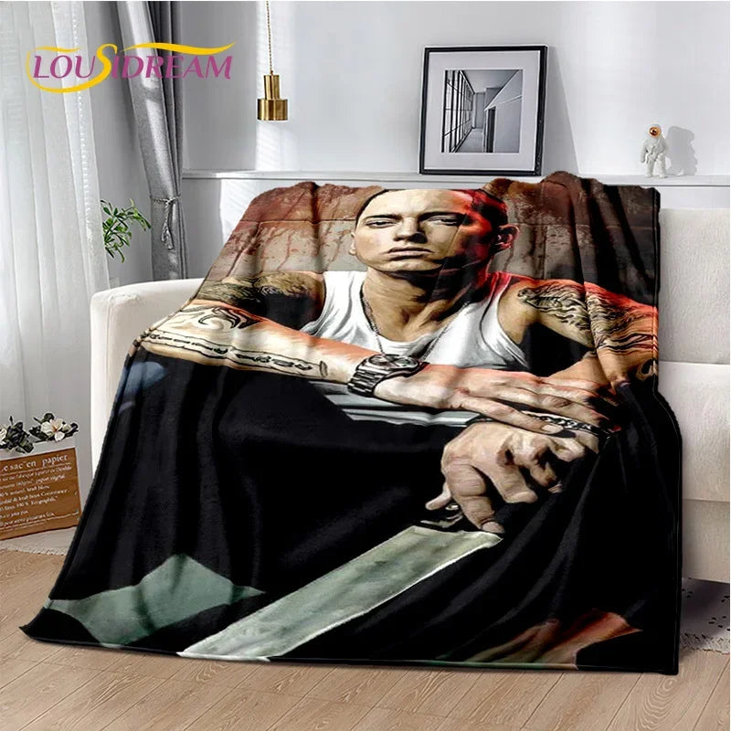 Rapper Eminem Tupac 2pac Hip-Hop Music Rap God Blanket,Soft Throw Blanket for Home Bedroom Bed Sofa Picnic Travel Cover Gift