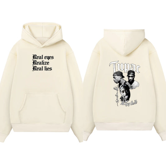Rapper Tupac Shakur Printed Hoodies Men Women Oversized Y2k Thick Fleece Warm Sweatshirt Casual Loose Pullover Street Tracksuit