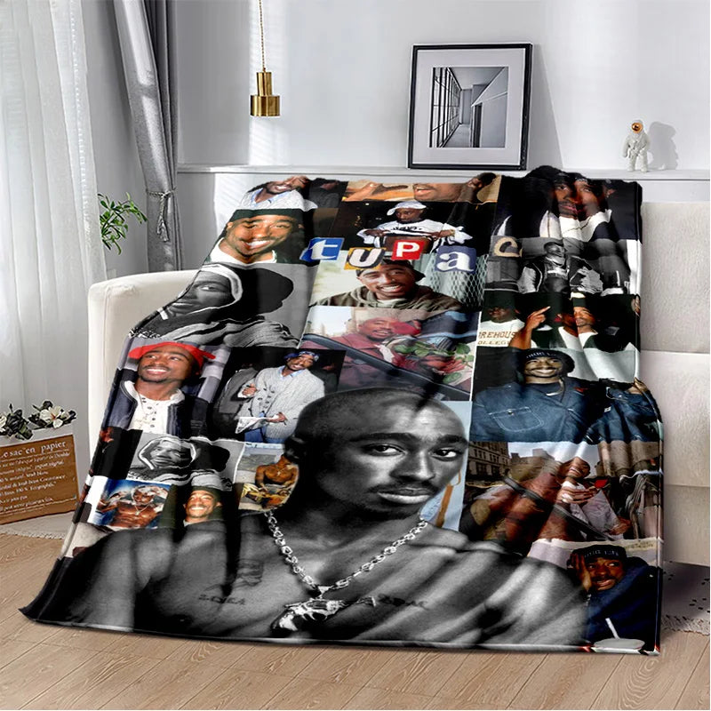 Rapper Eminem Tupac 2pac Hip-Hop Music Rap God Blanket,Soft Throw Blanket for Home Bedroom Bed Sofa Picnic Travel Cover Gift