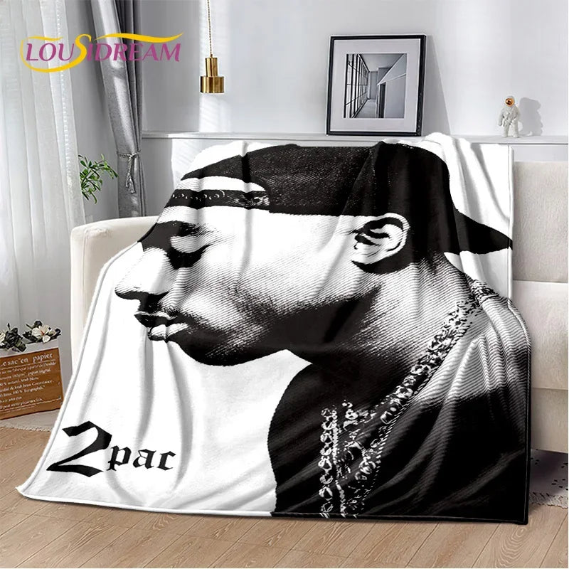 Rapper Eminem Tupac 2pac Hip-Hop Music Rap God Blanket,Soft Throw Blanket for Home Bedroom Bed Sofa Picnic Travel Cover Gift