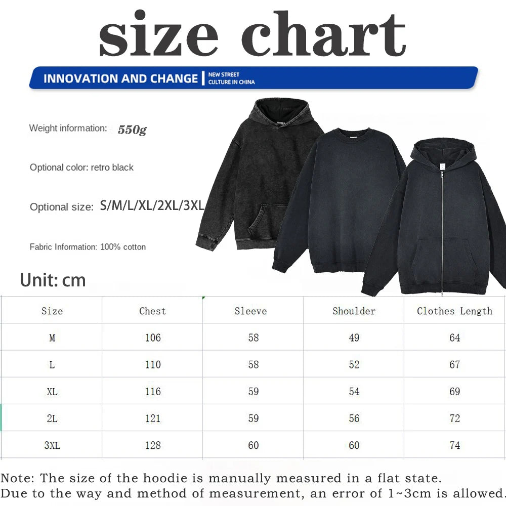 Anime Berserk Wash Zip Up Hoodie Harajuku Retro Gothic Graphic Jacket Hooded Sweatshirt Cotton Hip Hop Men Women Hoody Coat