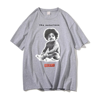 Rapper The Notorious Big Poppa Graphic T Shirt Men's Rap Oversized Short Sleeve Biggie Smalls T-shirts Men Women Hip Hop Tshirt