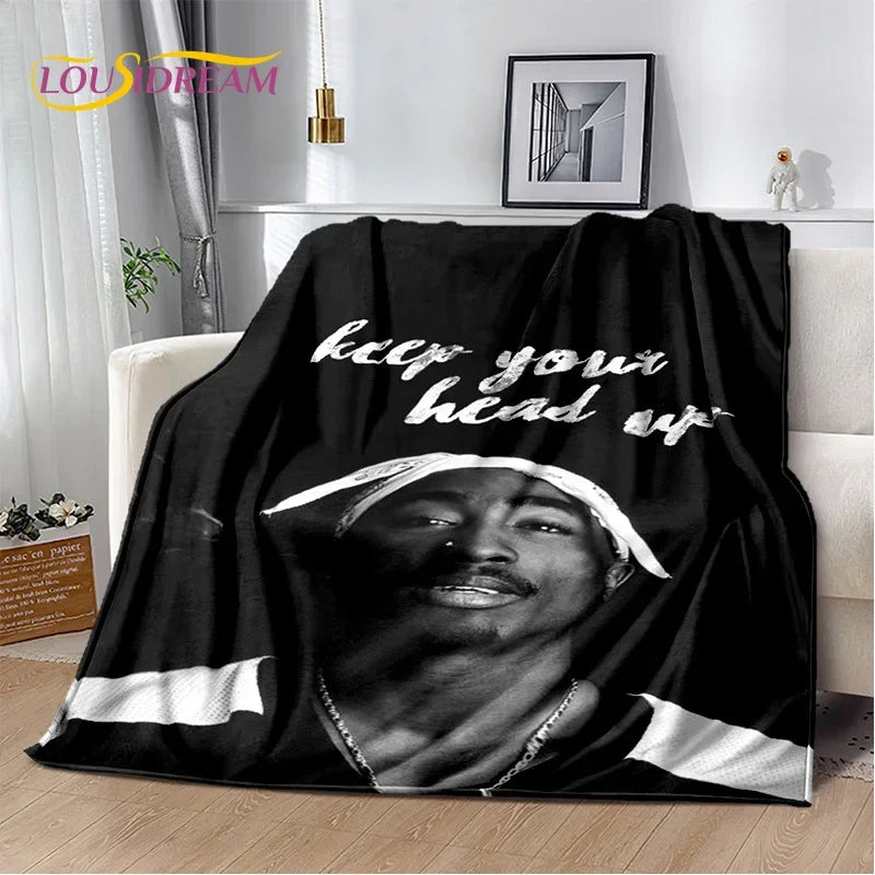 Rapper Eminem Tupac 2pac Hip-Hop Music Rap God Blanket,Soft Throw Blanket for Home Bedroom Bed Sofa Picnic Travel Cover Gift