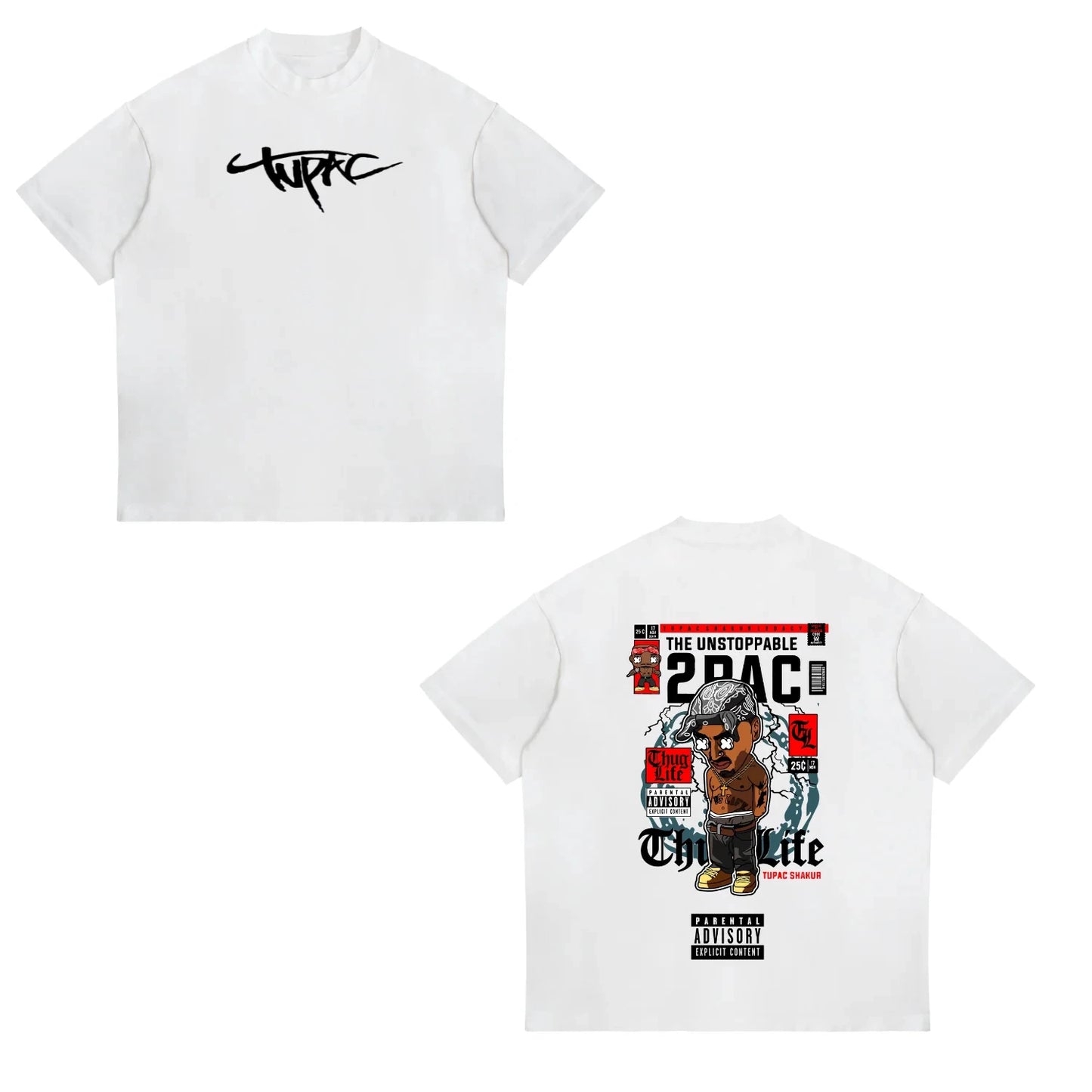 Cotton Print 2pac Summer Men T Shirt Men's Tshirts Rapper Star Tupac  Print Streetwear Women Short Sleeve Casual Tshirt Y2k