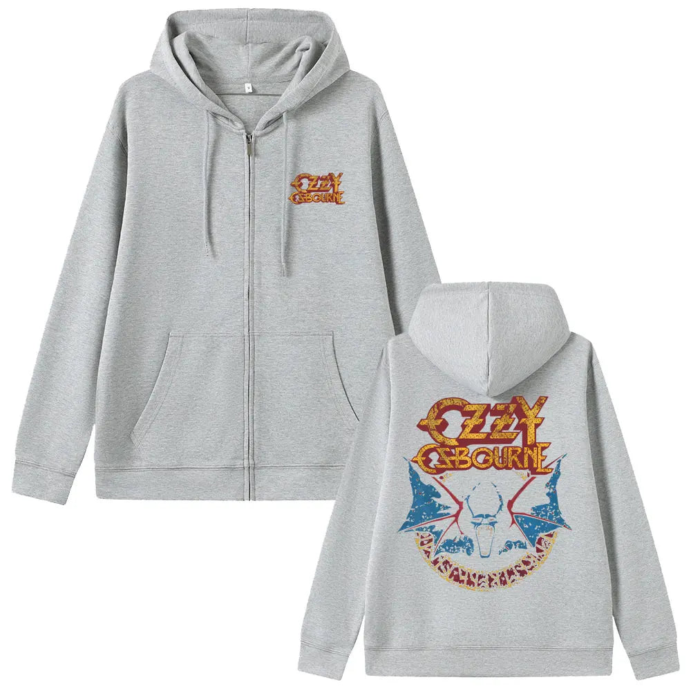 Heavy Metal Rock Band Black Sabbath Ozzy Osbourne Zipper Hoodie Men's Fashion Casual Oversized Zip Up Jacket Male Vintage Coat
