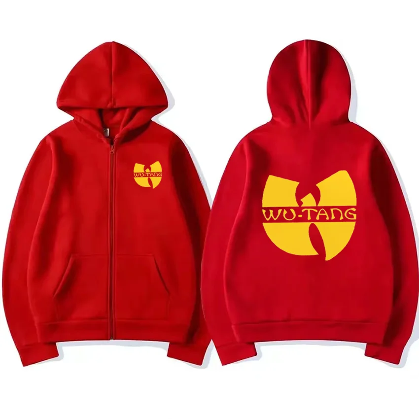 Hip Hop Années 90 Wu Clan T-tangs Graphics Hoodie Men Women's punk Zip Up Jacket Long sleeve Fleece gothic Coat Loose streetwear
