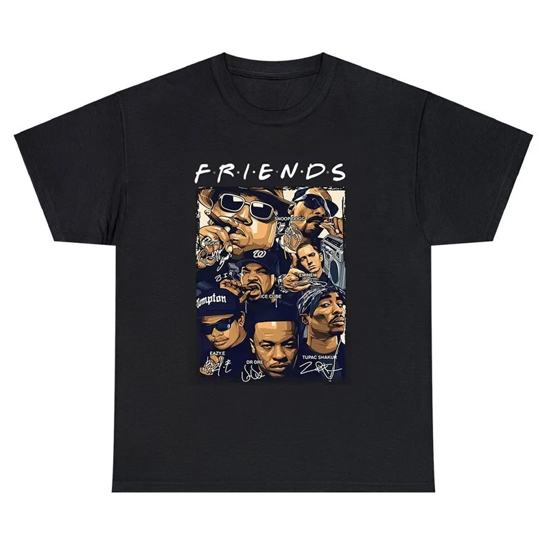 Friends The Notorious Big Biggie Smalls Snoop Dogg Eminem Ice Cube Eazy-E Dr.Dre Tupac 2Pac T-shirt Men Vintage Casual Tshirt