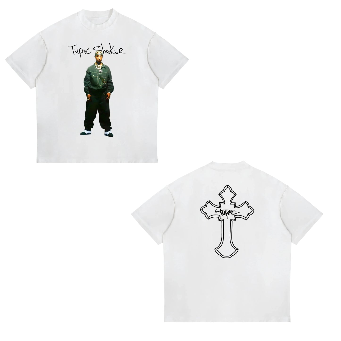 Cotton Print 2pac Summer Men T Shirt Men's Tshirts Rapper Star Tupac  Print Streetwear Women Short Sleeve Casual Tshirt Y2k