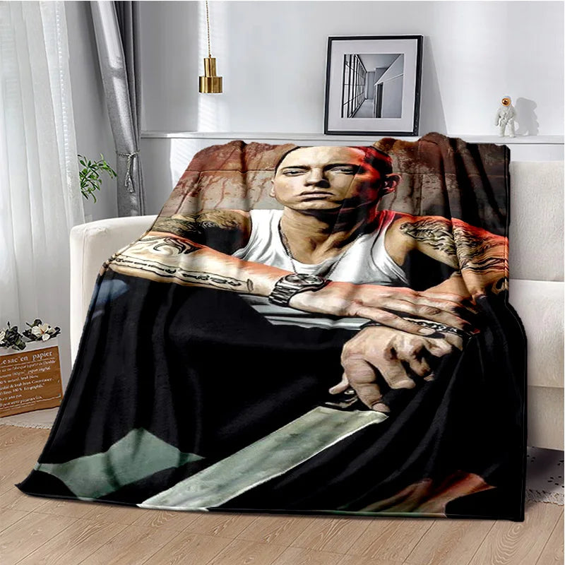 Rapper Eminem Tupac 2pac Hip-Hop Music Rap God Blanket,Soft Throw Blanket for Home Bedroom Bed Sofa Picnic Travel Cover Gift